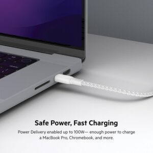 Belkin BoostCharge Braided USB-C to USB-C (3M/10ft) Fast Charging Cable 100W Power Delivery USB-IF for iPhone 16 Series, MacBook, Galaxy S25 Series, Pixel, Nintendo Switch 2 &...