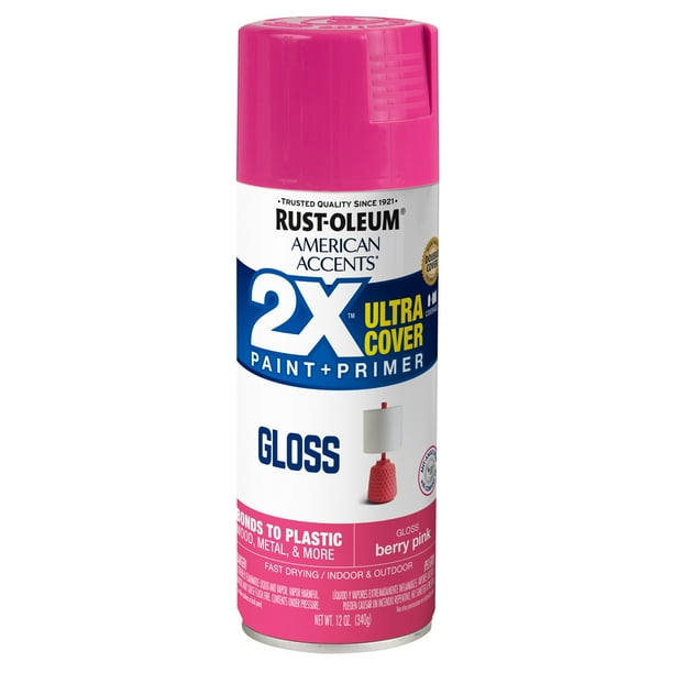 Berry Pink, Rust-Oleum American Accents 2X Ultra Cover Gloss Spray Paint- 12 oz, 6 Pack