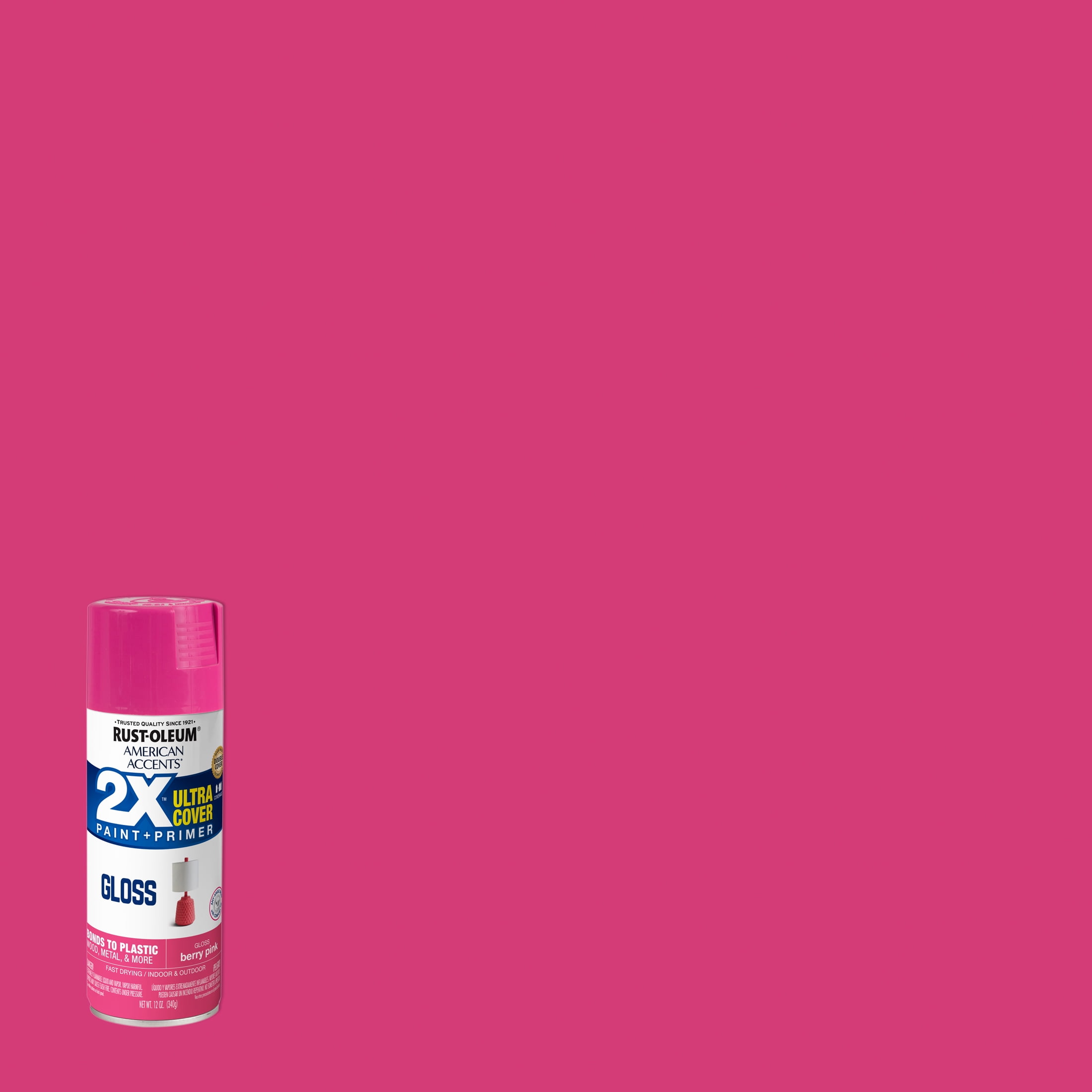 Berry Pink, Rust-Oleum American Accents 2X Ultra Cover Gloss Spray Paint- 12 oz, 6 Pack
