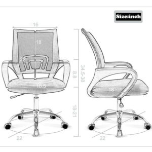 BestOffice Ergonomic Office Chair, Lumbar Support, Adjustable Height with Armrests for Adults(Black)