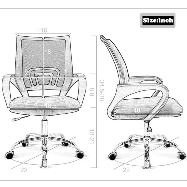 BestOffice Ergonomic Office Chair, Lumbar Support, Adjustable Height with Armrests for Adults(Black)