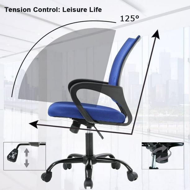 BestOffice Ergonomic Office Chair, Lumbar Support, Adjustable Height with Armrests for Adults(Blue)