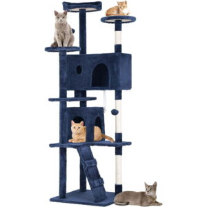 BestPet 70" Cat Tree, Scratch Posts, Condo, Toys, Navy Blue