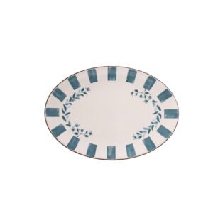 Better Homes & Gardens 18-inch Oval Bamboo Melamine Serving Tray, Blue