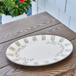 Better Homes & Gardens 18-inch Oval Bamboo Melamine Serving Tray, Grey