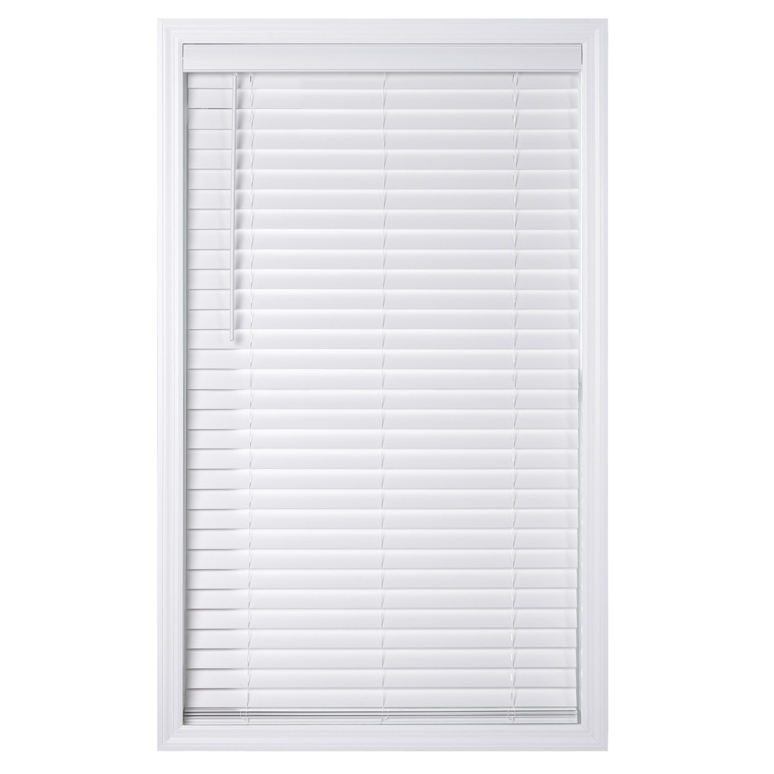 Better Homes & Gardens 2" Cordless Faux Wood Horizontal Blinds, White, 47" W x 64" L