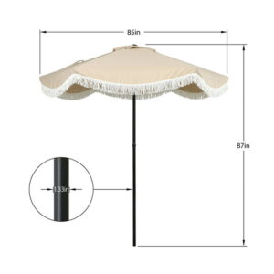 Better Homes & Gardens 7.5' Beige Scallop with Cream Fringe Patio Umbrella