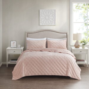 Better Homes & Gardens Blush Embroidered Velvet Quilt, King