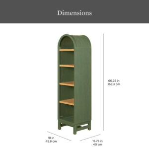 Better Homes & Gardens Juliet Narrow Arch Bookcase, Deep Green Finish