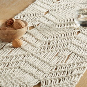 Better Homes & Gardens Macrame 90"x14" Machine Washable Natural 100% Cotton Table Runner