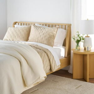 Better Homes & Gardens Tan Embroidered Velvet Quilt, King