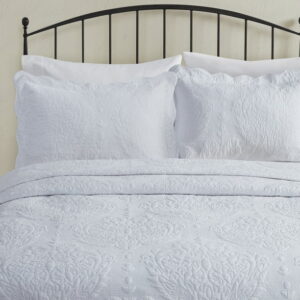Better Homes & Gardens White Embroidered Paisley Medallion Cotton Pillow Shams with Scalloped Edge, Standard (2 Count)