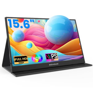 BIGASUO Portable Monitor, 15.6'' 1080P FHD Portable Monitor for Laptop PC Mac Xbox PS4/5, Ultra-Slim HDMI HDR Display IPS Gaming Monitor