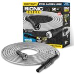 Bionic Steel Metal Garden Hose 50 Ft with Nozzle, Rust Proof 304 Stainless Steel Water Hose with Aluminum Fittings, Flexible & Heavy Duty Hose, Lightweight, Kink Free, Tuyau...