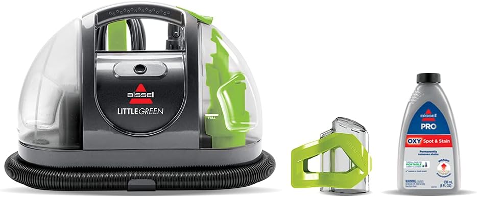 BISSELL - Portable Carpet Cleaner - Little Green Carpet & Upholstery Machine - 48oz Capacity with Stain Brush and self-Cleaning Hydro-Rinse Tool for Home and Automotive use