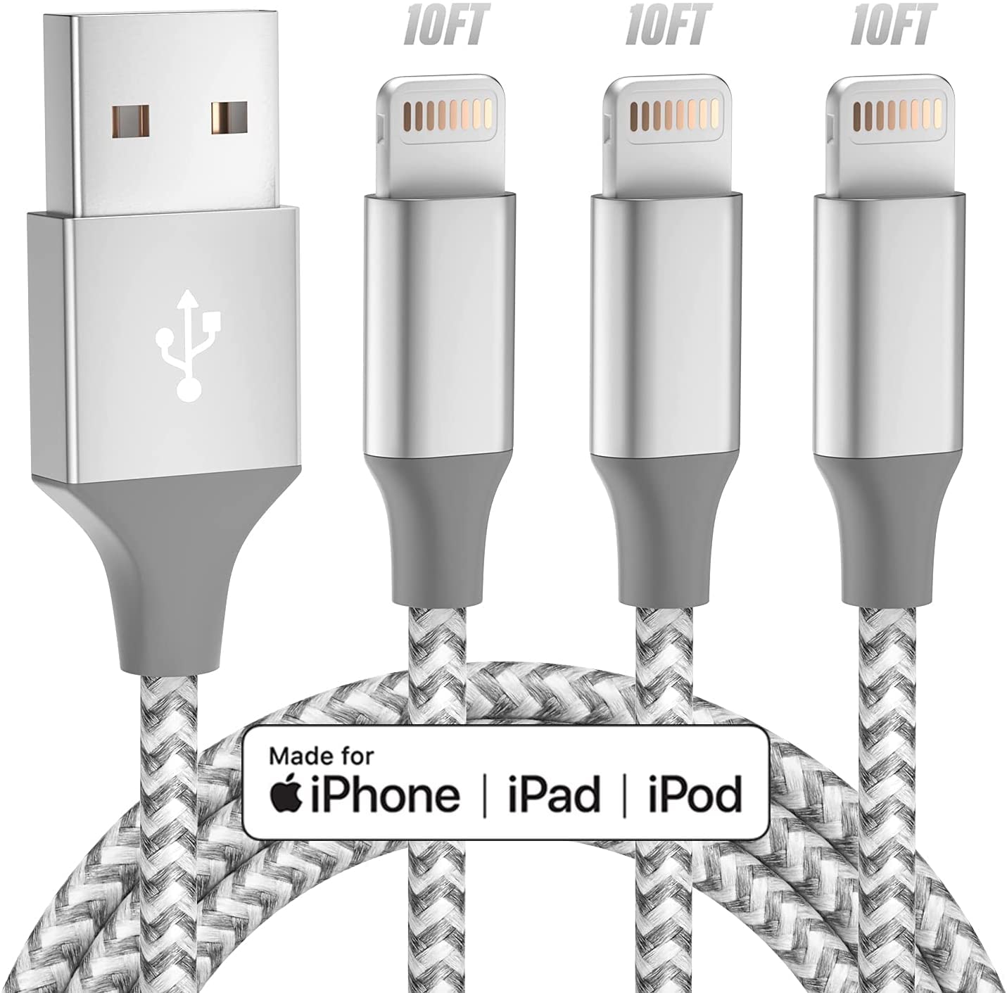Bkayp Apple MFi Certified iPhone Charger 3pack 10FT Long Lightning Cable Fast Charging High Speed Data Sync USB Cable Compatible iPhone 13/12/11 Pro Max/XS...