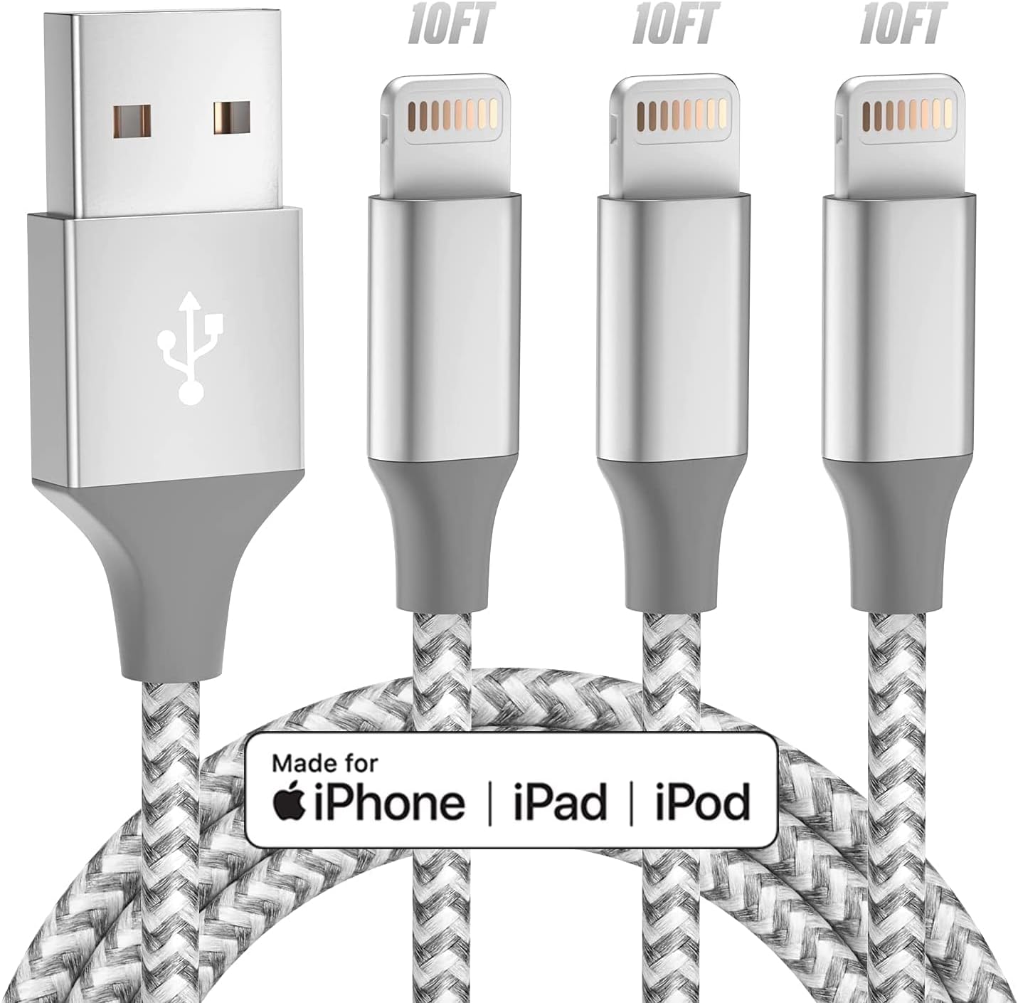 Bkayp Apple MFi Certified iPhone Charger 3pack 10FT Long Lightning Cable Fast Charging High Speed Data Sync USB Cable Compatible iPhone 13/12/11 Pro Max/XS...