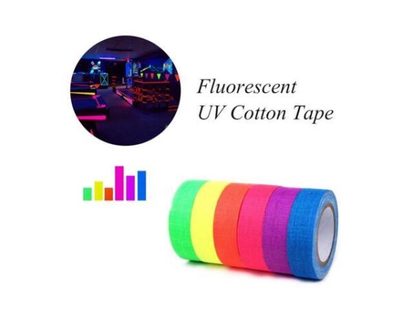 Black light Reactive Fluorescent Cloth Tape Glow in The Dark Neon Gaffer Tape 0.6in x 16ft Decorative Paper Tape for Party* Black light Reactive Fluorescent Cloth Tape Glow in The Dark Neon Gaffer Tape 0.6in x 16ft Decorative Paper Tape for Party*
