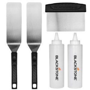 Blackstone 1542 5-Piece Professional Griddle Accessory Toolkit with 2 Squeeze Bottles, 2 Spatulas, and 1 Scraper