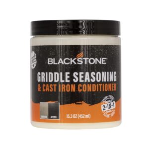 Blackstone 4146 Griddle Conditioner Kit 2-in-1 Cast Iron Season Oil for Grill Grates, Skillet, Dutch Oven, Pots & Pans-Clean, Protect, Condition & Care-Plant Based & Vegan, 15.3...