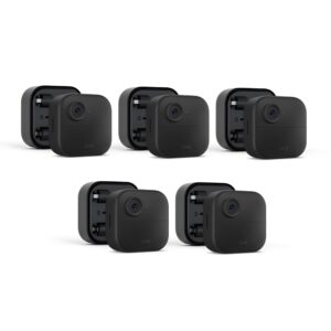 Blink Outdoor 4 (newest model) + Battery Extension Pack — Four-year battery wireless smart security camera, two-way audio, HD live view, enhanced motion detection — 5 camera system
