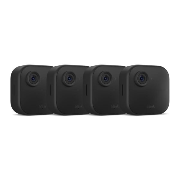 Blink Outdoor 4 (newest model), Wireless smart security camera, two-year battery, 1080p HD day and infrared night live view, two-way talk – 3 camera system