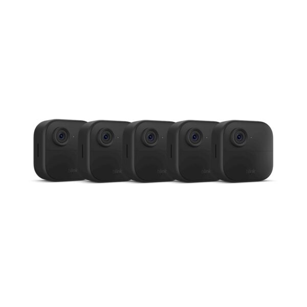 Blink Outdoor 4 (newest model), Wireless smart security camera, two-year battery, 1080p HD day and infrared night live view, two-way talk – 3 camera system