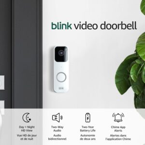Blink Video Doorbell — Two-way audio, HD video, long-lasting battery life, wired or wire-free install, motion detection, chime app alerts, Works with Alexa (Black)