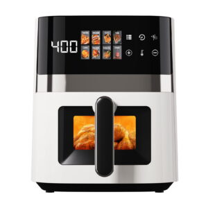 Bluebow 6QT Air Fryer, 8-in-1 Electric Hot Oven with Digital LED Touchscreen, Visible Window, 1500W, New, White