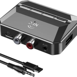 Bluetooth 5.3 Receiver Audio Adapter for Home Stereo, NFC-Enabled Bluetooth Stereo Adapter for Speakers, RCA 3.5mm AUX for Music Streaming Stereo