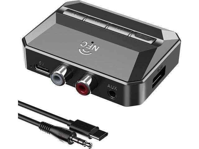 Bluetooth 5.3 Receiver Audio Adapter for Home Stereo, NFC-Enabled Bluetooth Stereo Adapter for Speakers, RCA 3.5mm AUX for Music Streaming Stereo