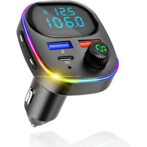 Bluetooth FM Transmitter, FM Transmitter for Car, Hands Free Calling Wireless Car Adapter, Support PD QC3.0 USB Car Charger, Radio Adapter Music
