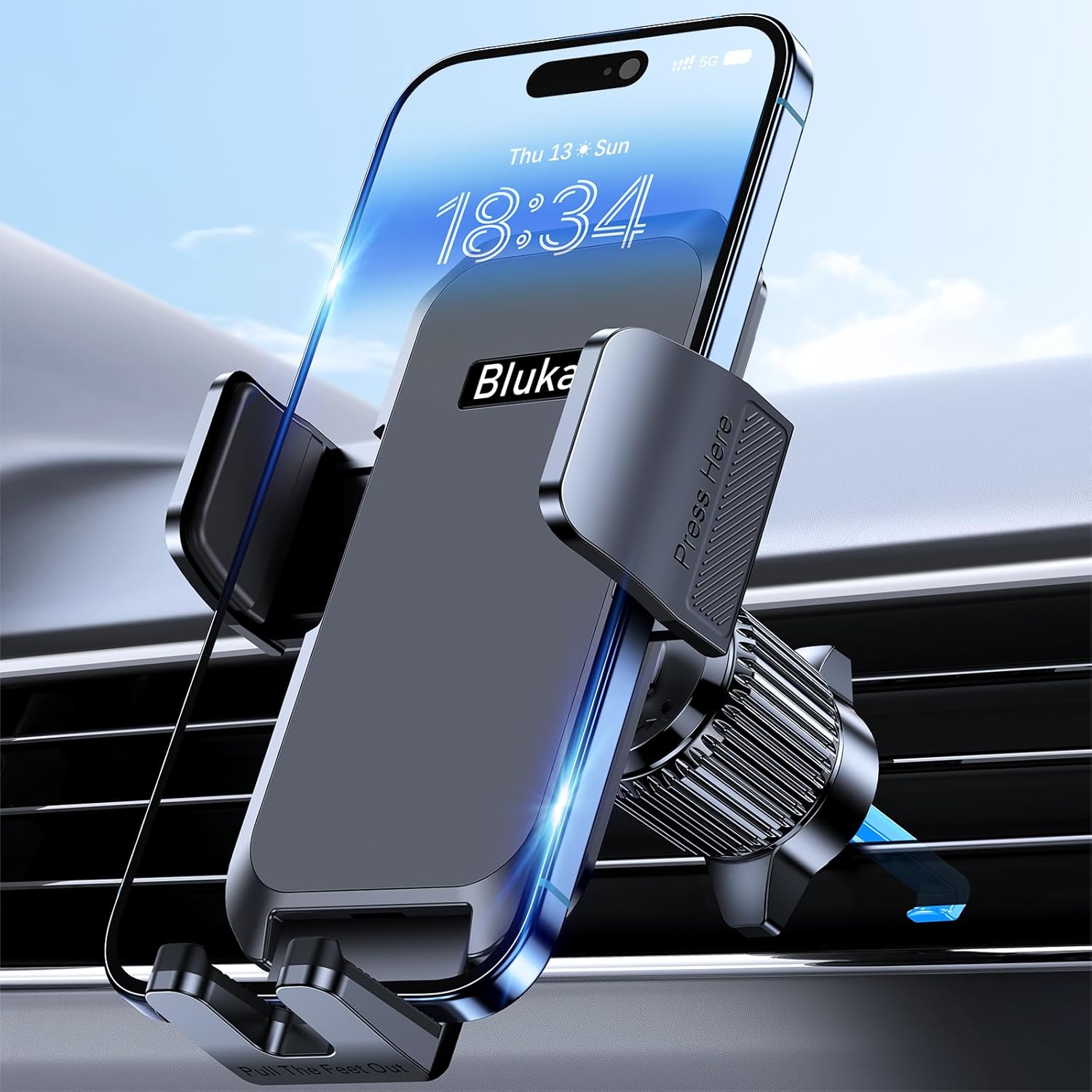 Blukar Phone Holder Car, Air Vent Car Phone Mount with Upgraded Ultra Stable Hook Clip, 360° Rotation, One Button Release Cellphone Holder for iPhone, Google, Galaxy and All...