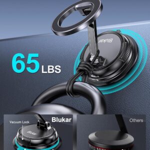 Blukar Phone Holder Car for MagSafe, [20xN52 Strong Magnets] Magnetic Car Phone Holder Mount - 360° Rotation, Upgraded Ultra Stable Suction Cup for iPhone 16/15/14 & Others with...