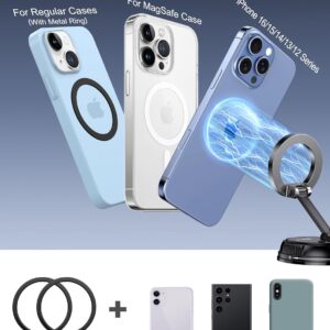Blukar Phone Holder Car for MagSafe, [20xN52 Strong Magnets] Magnetic Car Phone Holder Mount - 360° Rotation, Upgraded Ultra Stable Suction Cup for iPhone 16/15/14 & Others with...
