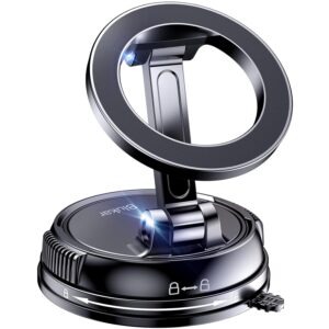 Blukar Phone Holder Car for MagSafe, [20xN52 Strong Magnets] Magnetic Car Phone Holder Mount - 360° Rotation, Upgraded Ultra Stable Suction Cup for iPhone 16/15/14 & Others with...