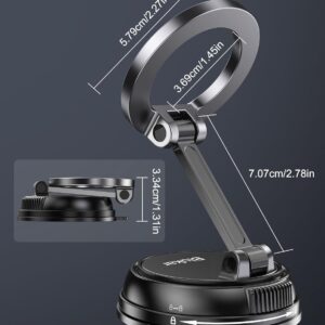 Blukar Phone Holder Car for MagSafe, [20xN52 Strong Magnets] Magnetic Car Phone Holder Mount - 360° Rotation, Upgraded Ultra Stable Suction Cup for iPhone 16/15/14 & Others with...