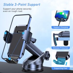 Blukar Phone Holder Car, [Upgraded Strong Suction] Adjustable Car Phone Holders Mount for Car Dashboard/Windscreen, 360°Rotation, One Button Release, Automobile Cradle for...