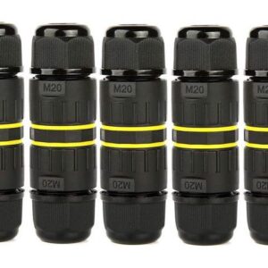 BONAEVER 5 Packs 3 Pole Wire Connector Waterproof IP68 External Electrical Junction BoxM20 for Ø5-12mm Wire Range(AC 400V 24A)UL2 Way 3 Pin