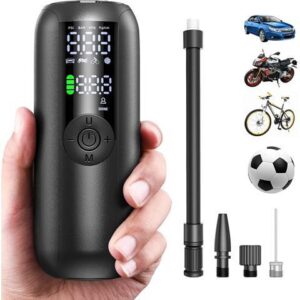 BONAEVER Bike Pump Mini Tire Inflator Portable Air Compressor 150PSI Cordless Electric Bicycle Air Pump Auto Shut-Off with Pre Standa Schrader Valve
