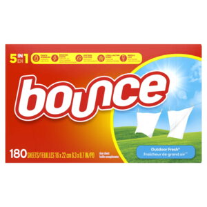 Bounce Dryer Sheets, 180 Sheets, Outdoor Fresh Scent Fabric Softener Sheets