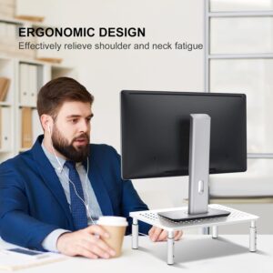 Bracwiser Monitor Stand Riser, Metal Computer Stand, 3 Height Adjustable Screen Riser with Mesh Platform for PS4, Laptop, Printer, Notebook and All Flat Screen, Holds Up to 20KG