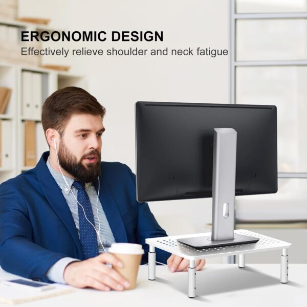 Bracwiser Monitor Stand Riser, Metal Computer Stand, 3 Height Adjustable Screen Riser with Mesh Platform for PS4, Laptop, Printer, Notebook and All Flat Screen, Holds Up to 20KG