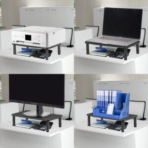Bracwiser Monitor Stand Riser, Metal Computer Stand, 3 Height Adjustable Screen Riser with Mesh Platform for PS4, Laptop, Printer, Notebook and All Flat Screen, Holds Up to 20KG