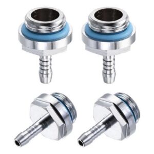 Brass Hose Fitting G1/4 Thread with OD 4mm Nozzle for PC Water Cooling System 4pcs