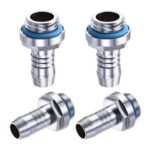 Brass Hose Fitting G1/4 Thread with OD 9mm Nozzle for PC Water Cooling System 4pcs