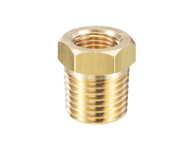 Brass Pipe Fitting Reducer Adapter 1/4" BSPT Male x 1/8" NPT Female for Water Oil Air Pressure Gauge Engine Temp Sensor, Pack of 1