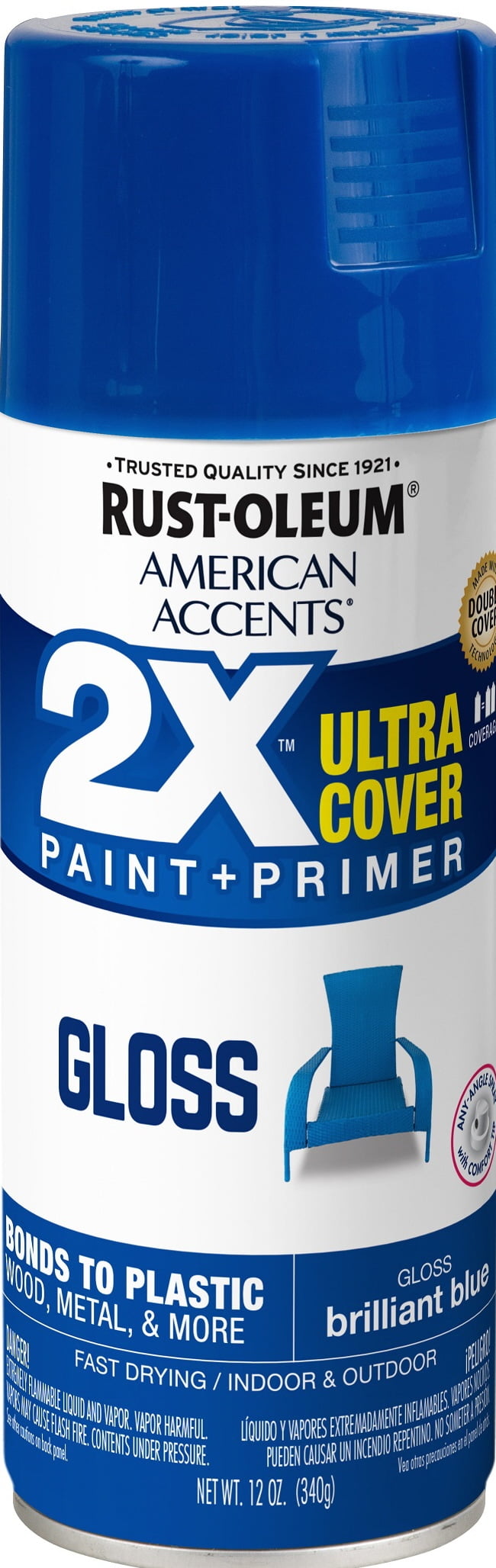 Brilliant Blue, Rust-Oleum American Accents 2X Ultra Cover Gloss Spray Paint- 12 oz