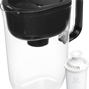 Brita 10 Cup Filter Pitcher with Smart Light Indicator, Reduces Chlorine taste and odour from Tap Water, Filters 151 Litres, Huron, Black