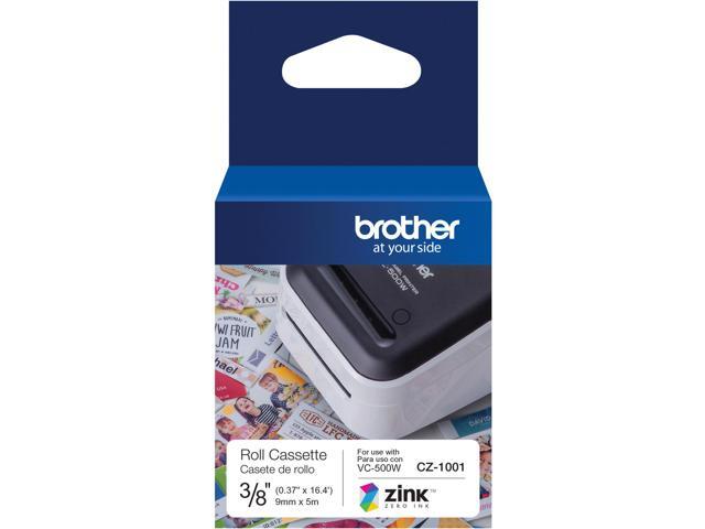Brother Genuine CZ-1001 3/8" (0.37") 9mm wide x 16.4 ft. (5 m) long label roll featuring ZINK® Zero Ink technology - 3/8" Width x 16 13/32 ft Length -